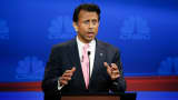 GOP Candidate Bobby Jindal on stage during the GOP Debate at the University of Colorado in Boulder, Colorado on October 28, 2015.